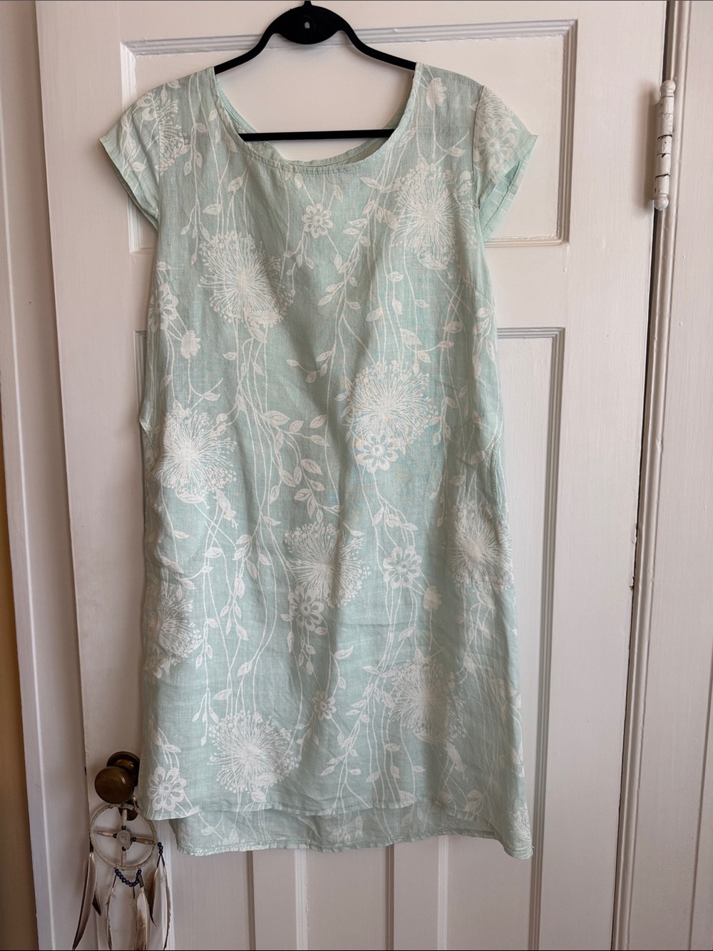 Italian Linen Mint/White Floral Dress